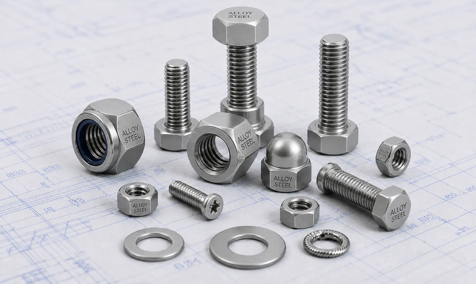 High Strength Alloy Steel Fasteners Including Bolts Nuts Stud Bolts and Washers
