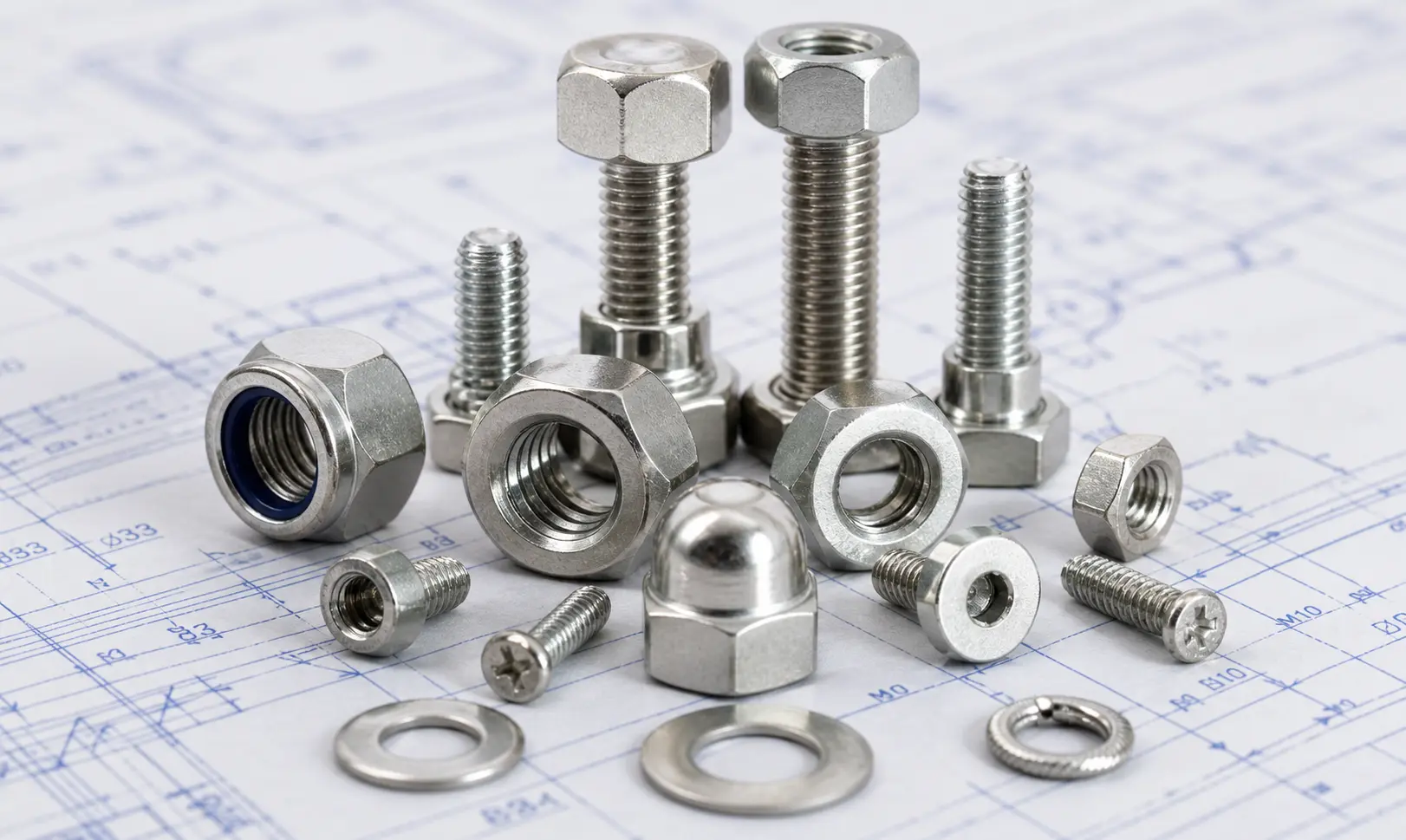 Industrial Stainless Steel Fasteners Including Bolts Nuts Stud Bolts and Washers